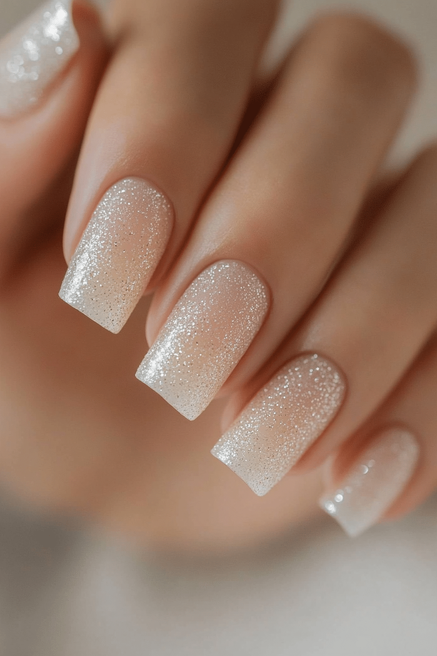 26. Champagne Beige Sparkle Dust (Classy Nail Design Ideas) - Classy Nail Design Ideas