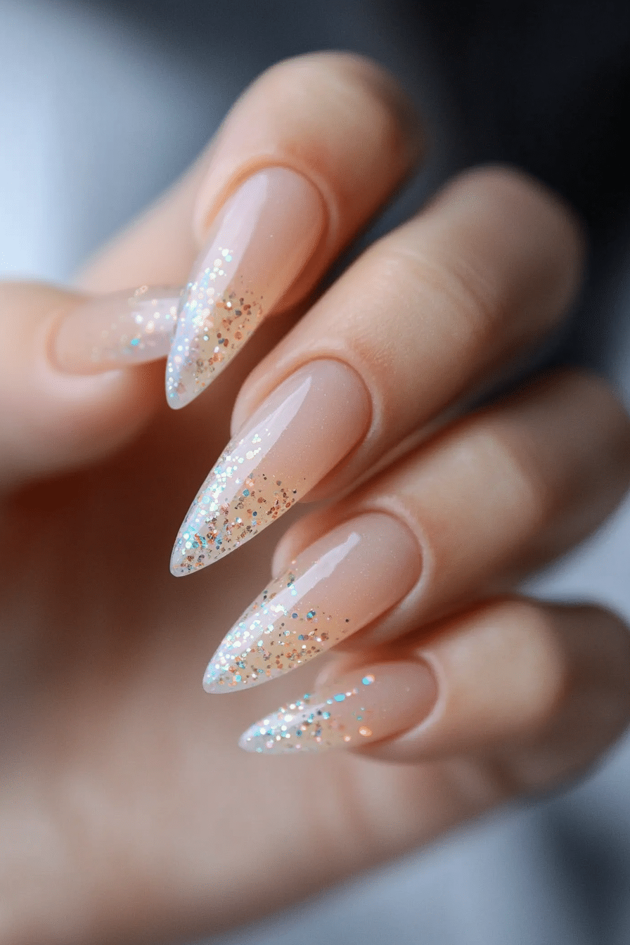 2. Pastel Spark Dust (Clear Nail Design Ideas) - Clear Nail Design Ideas