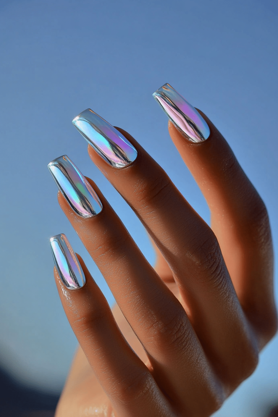 3. Icy Chrome Shine (Clear Nail Design Ideas) - Clear Nail Design Ideas