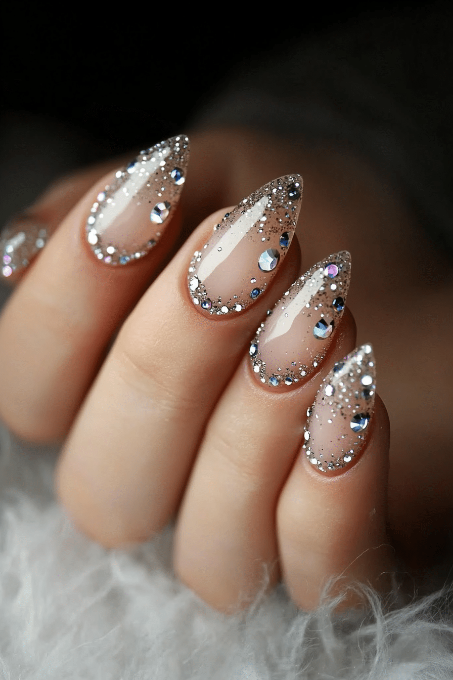 4. Floating Gemstones (Clear Nail Design Ideas) - Clear Nail Design Ideas