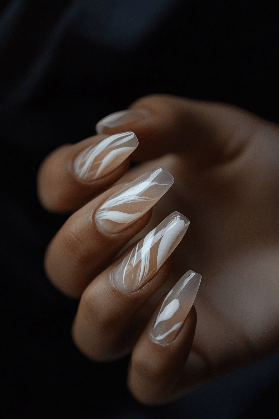 5. Milky Way Marble (Clear Nail Design Ideas) - Clear Nail Design Ideas