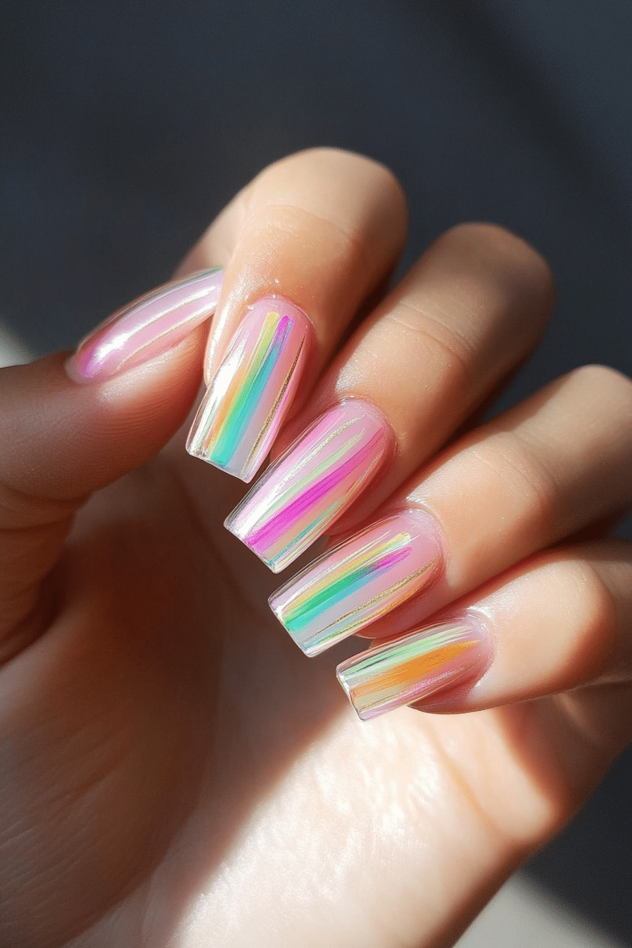 10. Candy Stripe Clear (Clear Nail Design Ideas) - Clear Nail Design Ideas