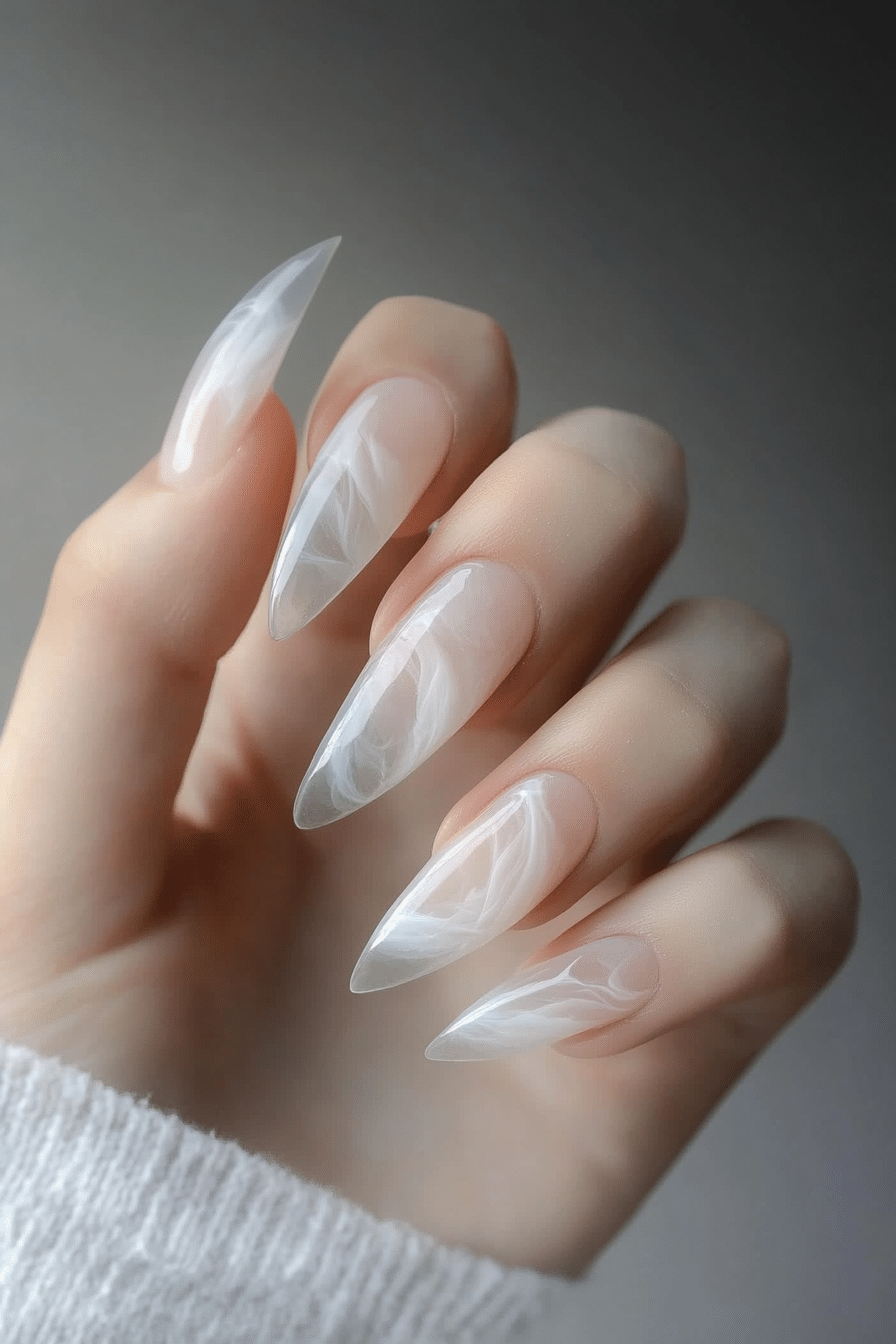 13. Soft Smoke Trails (Clear Nail Design Ideas) - Clear Nail Design Ideas