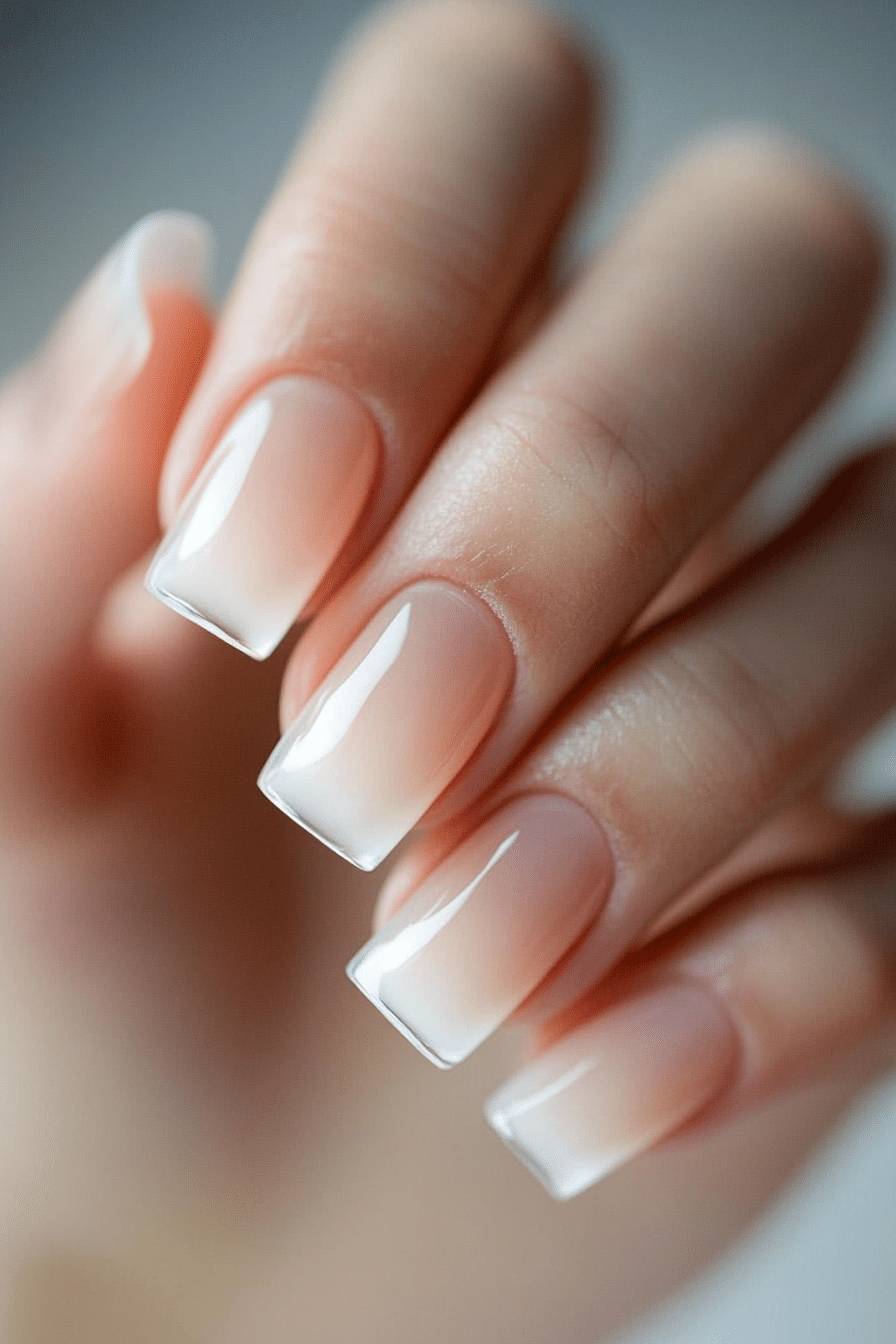 16. Light Beige Fade Clear (Clear Nail Design Ideas) - Clear Nail Design Ideas