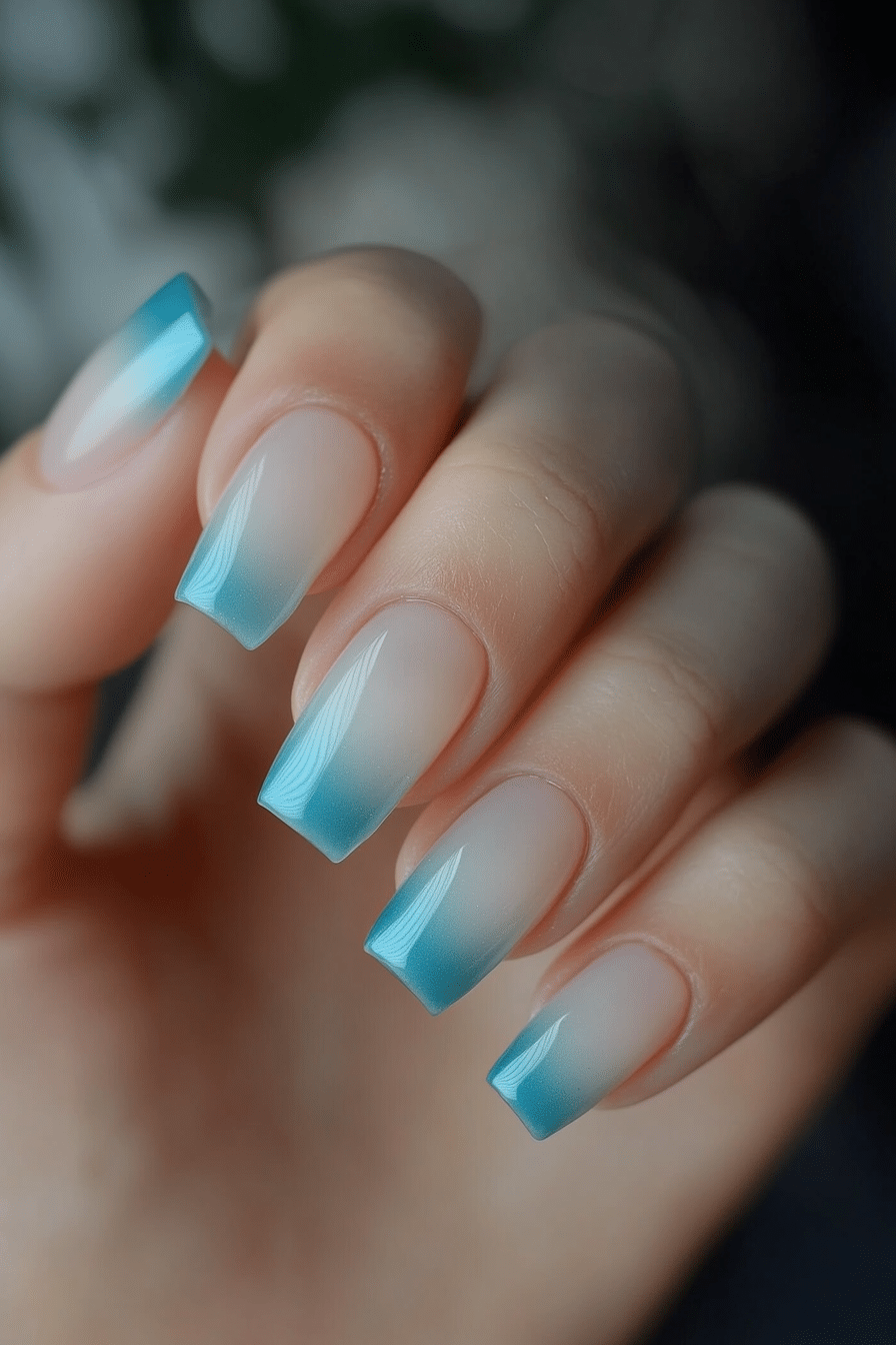 17. Blue Tint Dew (Clear Nail Design Ideas) - Clear Nail Design Ideas