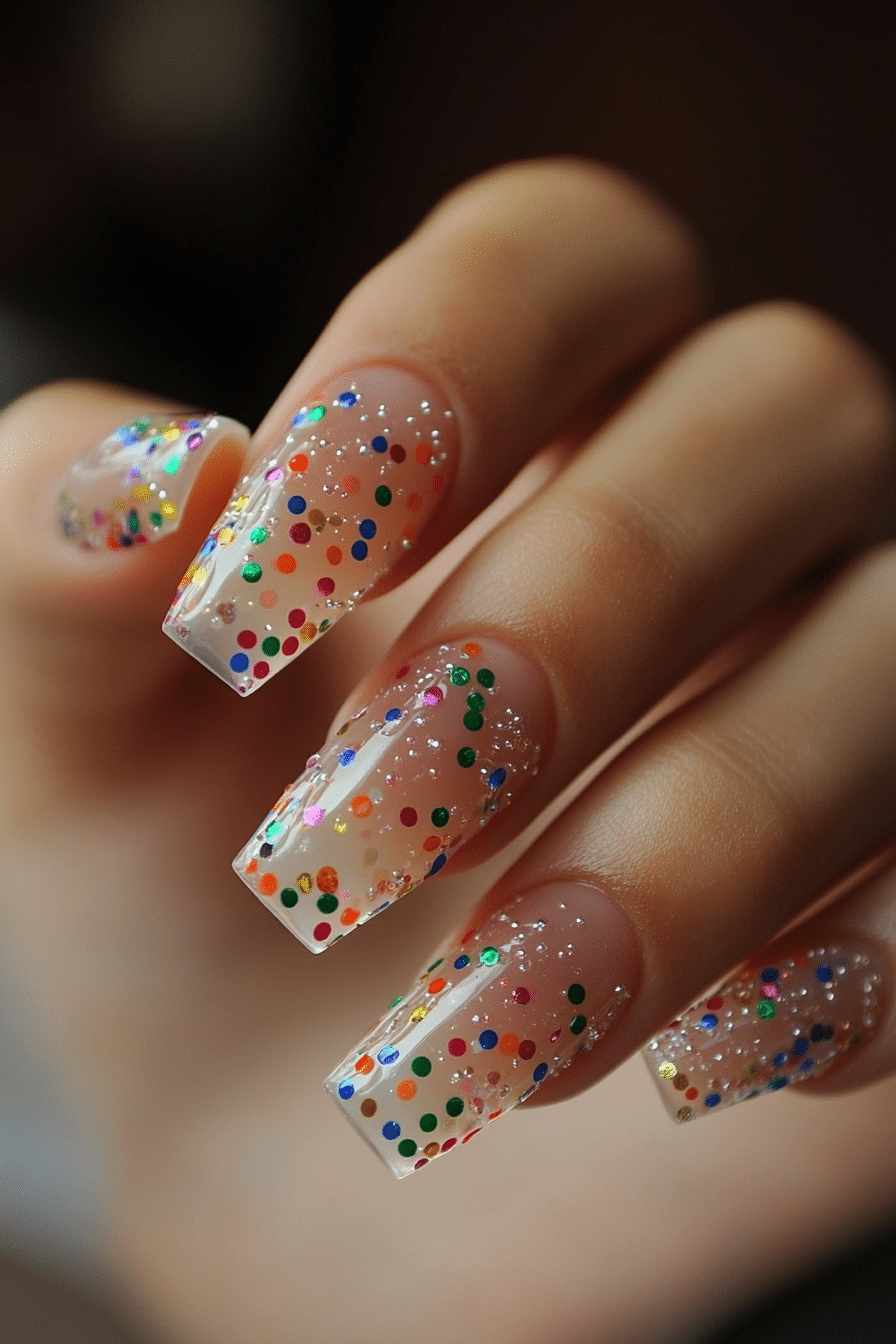 21. Confetti Clear Pop (Clear Nail Design Ideas) - Clear Nail Design Ideas