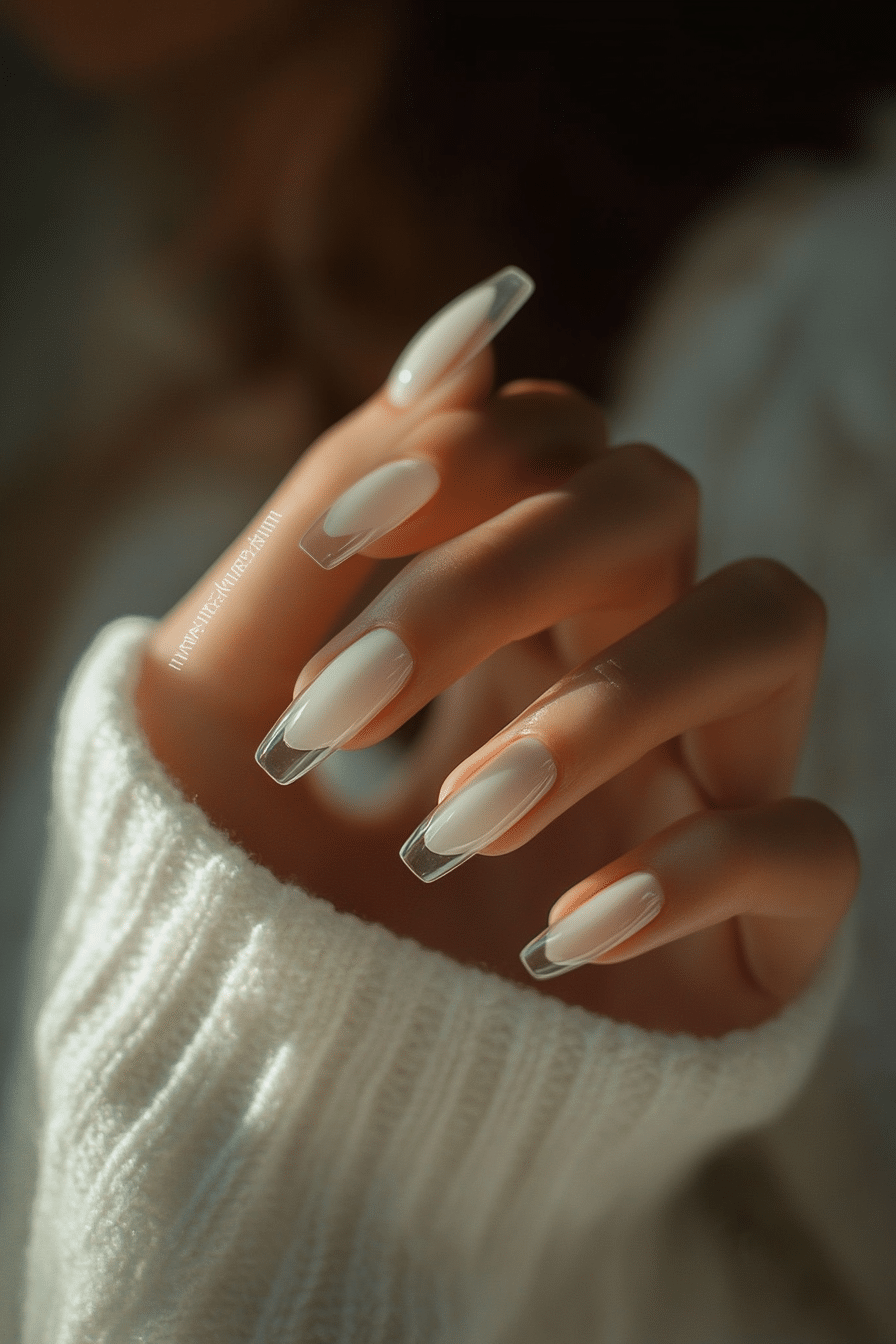 26. Chic Glassy French (Clear Nail Design Ideas) - Clear Nail Design Ideas